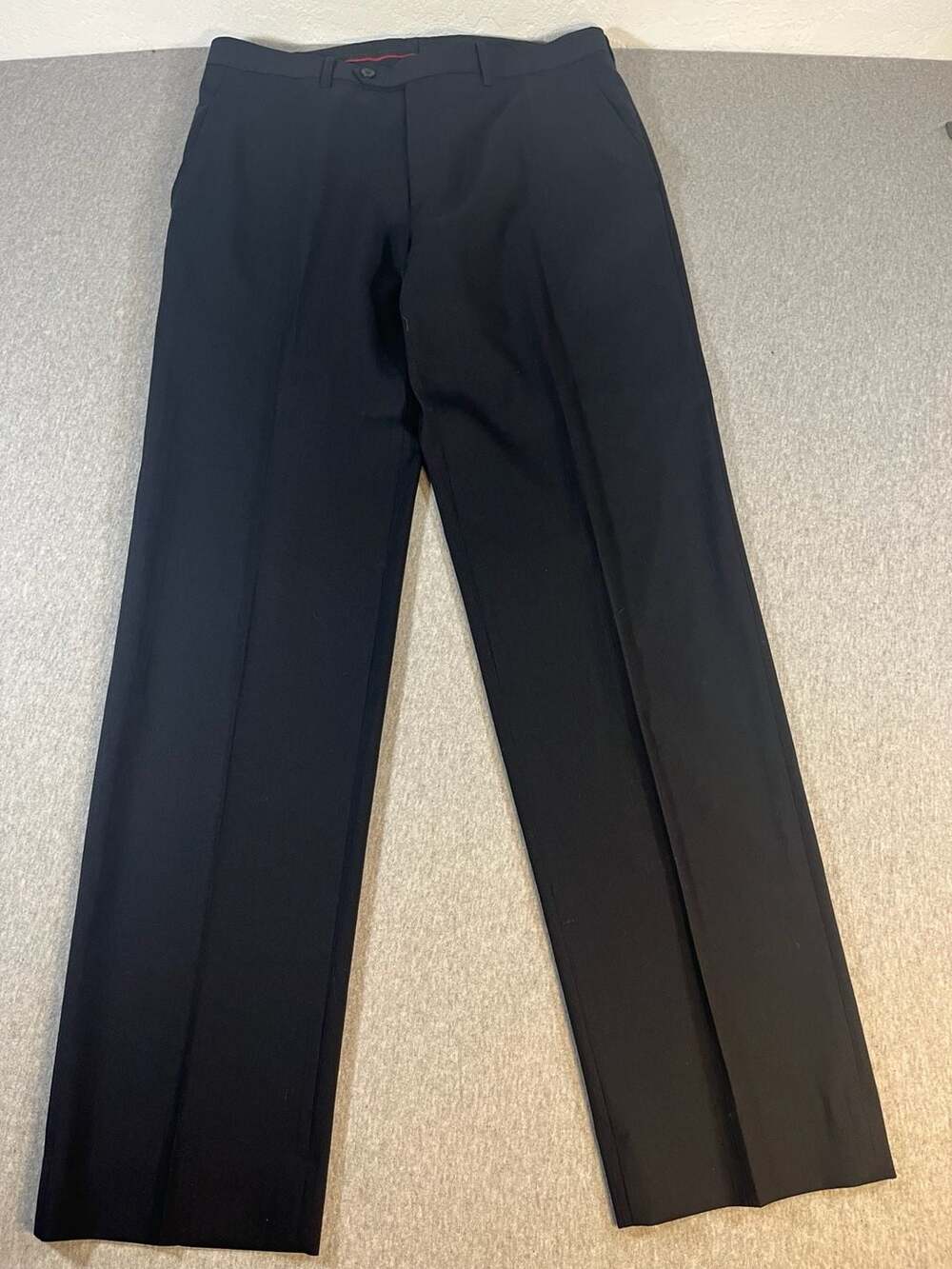 Alfani Men's 100% Wool Black Flat-Front Dress Trousers Size 34x34